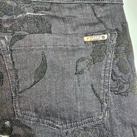 Joseph Ribkoff Quiet Luxury Tonal Floral Textured Charcoal Gray Jeans 4 - Picture 7 of 12